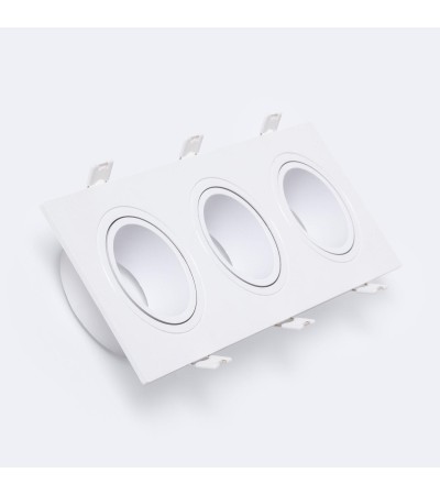 Collerette Downlight Carrée Orientable pour 3 Ampoules LED GU10 / GU5.3 Coupe 235x75 mm