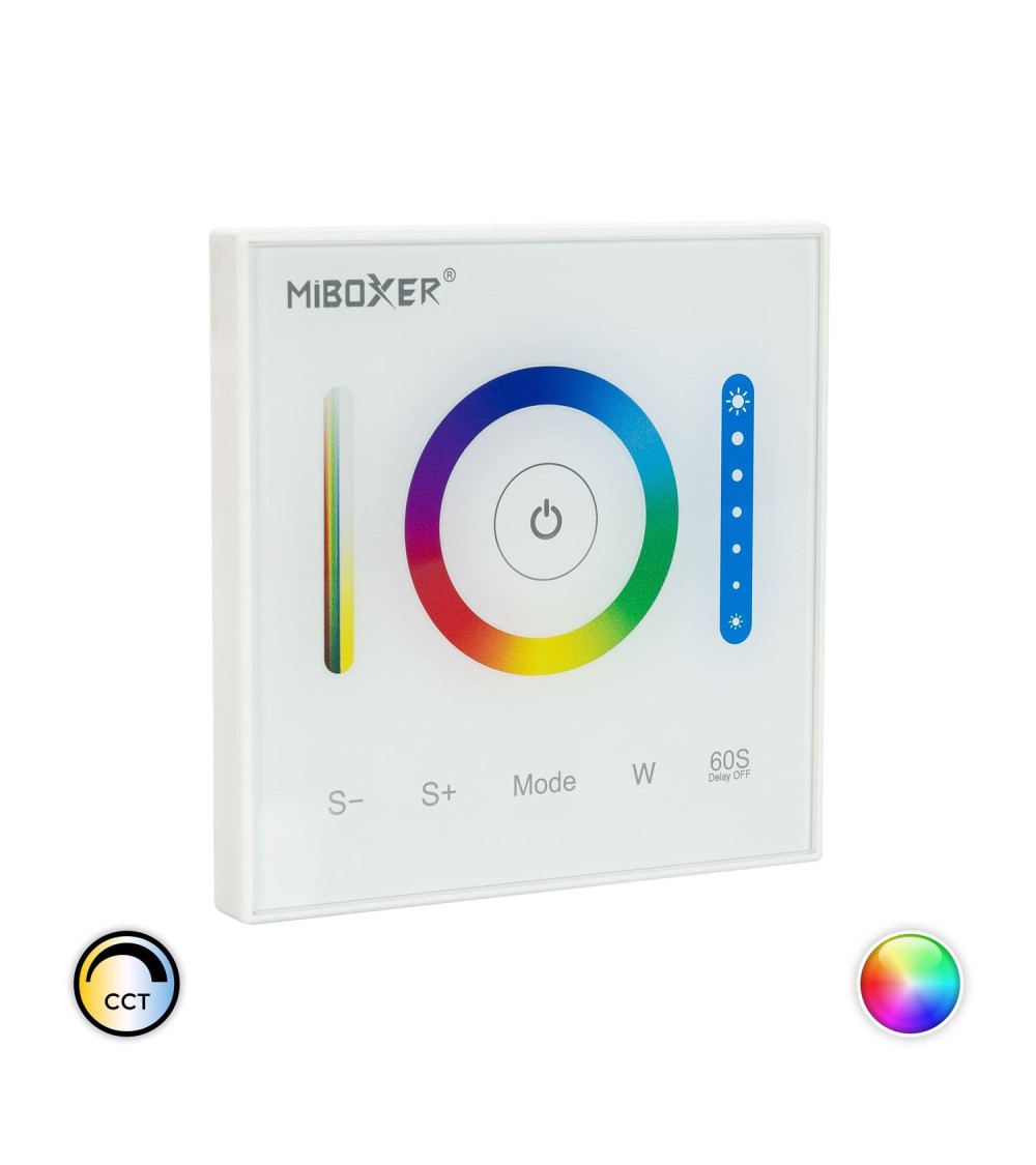 Contrôleur Variateur Mural Tactile LED RGB/RGBW/RGB+CCT 12/24 V DC RF MiBoxer P3 - 85731 - vue 1