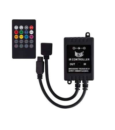Contrôleur Variateur Musical Ruban LED 12V DC RGB avec télécommande IR