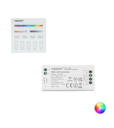 Controleur Variateur RGB 12/24V DC + Télécommande RF 4 Zones MiBoxer