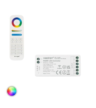 Contrôleur Variateur RGBW 12/24V DC + Télécommande RF 8 Zones MiBoxer