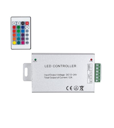 Contrôleur Variateur Ruban LED 12/24V DC RGB avec Télécommande IR High Power - 1468 - vue 1