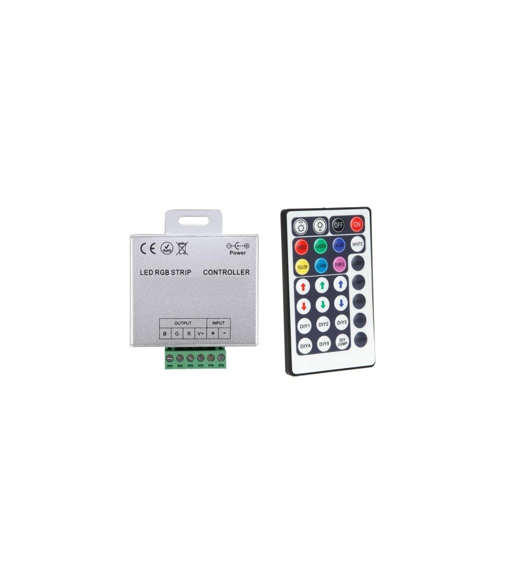 Contrôleur Variateur Ruban LED 12/24V DC RGB avec Télécommande RF High Power - 1469 - vue 1