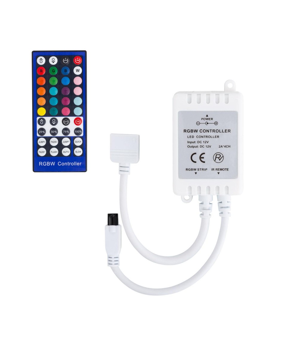 Controleur Variateur Ruban LED 12V DC RGBW avec Télécommande IR - 1198 - vue 1