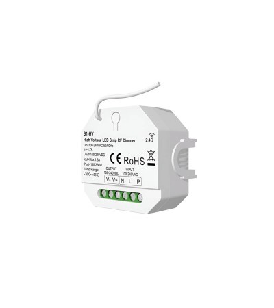 Contrôleur Ruban LED Monochrome 220V SKYDANCE S1-HV Compatible avec Bouton-Poussoir et Télécommande RF - 111640 - vue 1