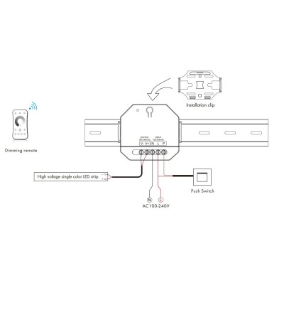 Contrôleur Ruban LED Monochrome 220V SKYDANCE S1-HV Compatible avec Bouton-Poussoir et Télécommande RF - 111640 - vue 4