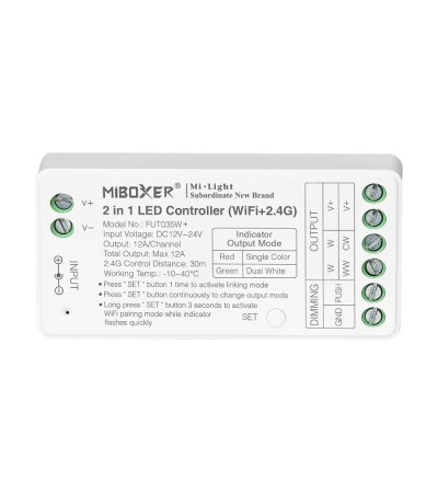 Contrôleur Variateur Wifi LED Monochrome/CCT 12/24V DC MiBoxer FUT035W+ Compatible avec Bouton Poussoir - 100802 - vue 3