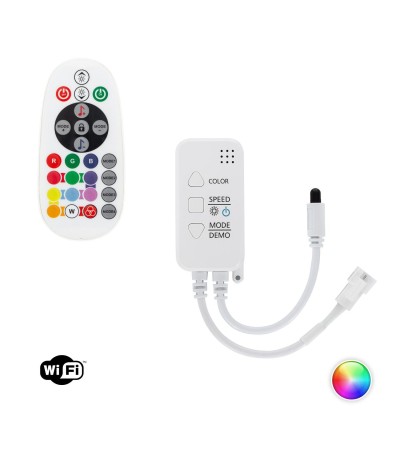 Contrôleur Variateur Wi-Fi pour Ruban LED RGBIC Numérique SPI 12-24V DC avec Télécommande IR