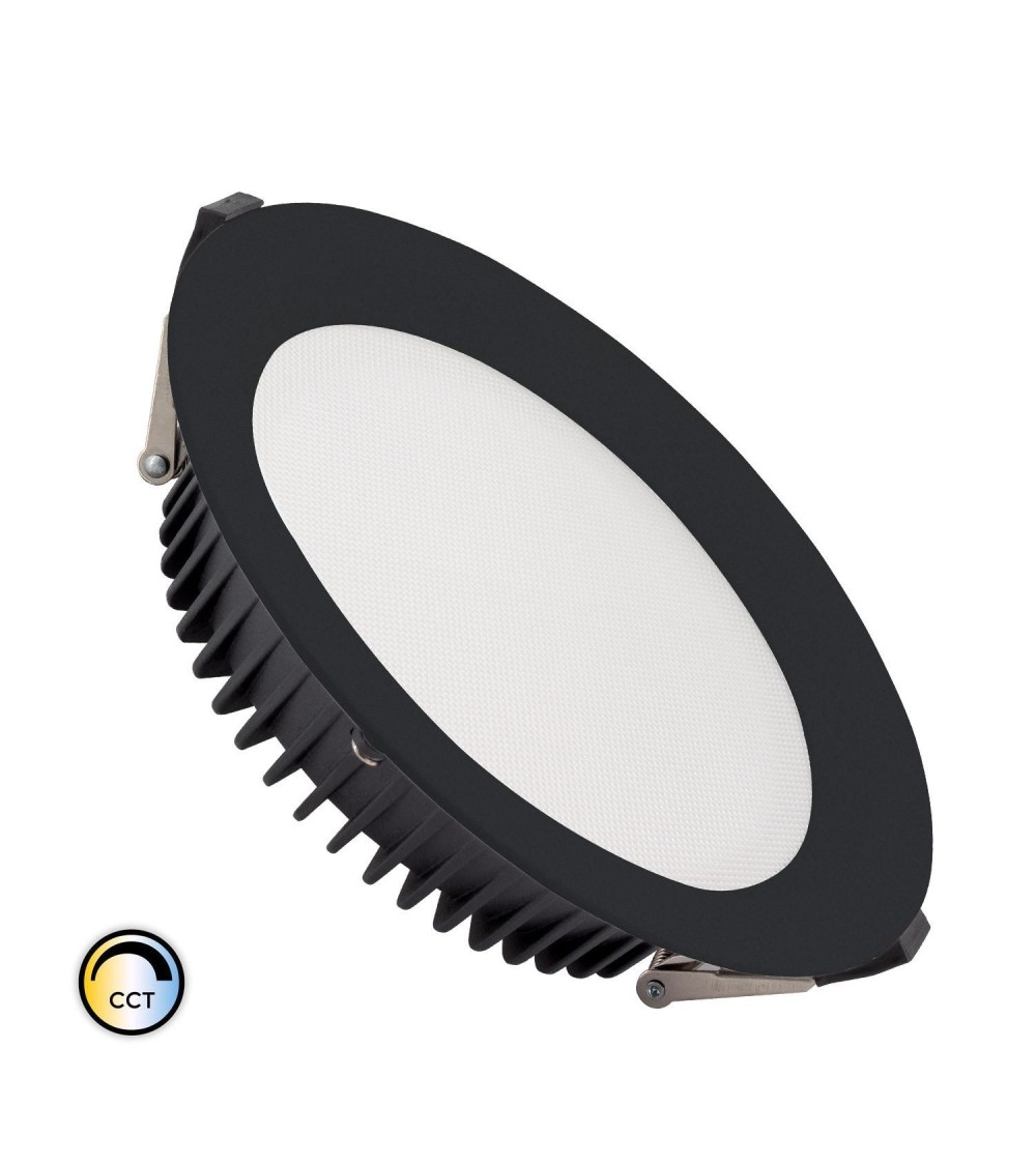 Downlight LED 40W Rond SAMSUNG AERO CCT Sélectionnable 130 lm/W Microprismatique LIFUD Coupe Ø 200 mm Noir - 77857 - vue 1