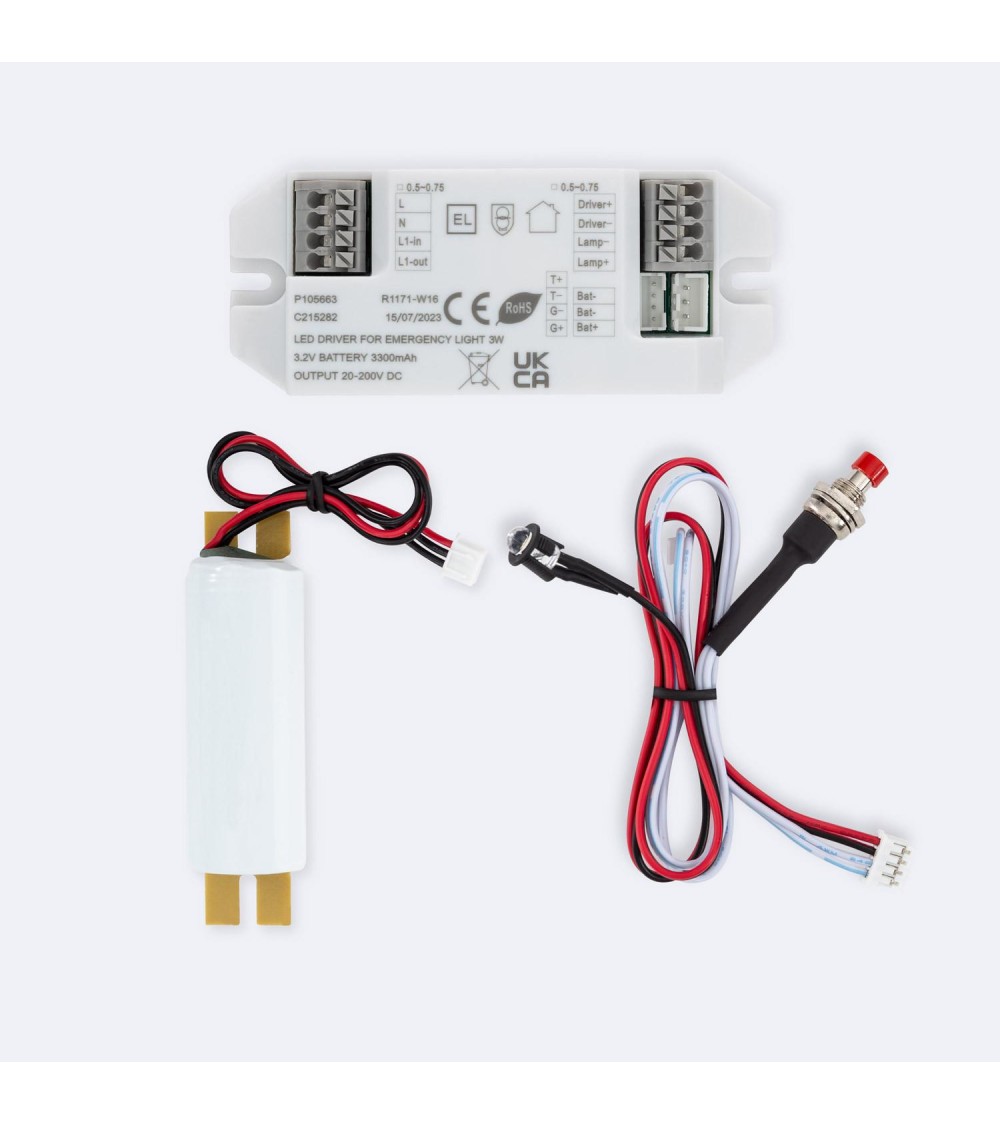 Driver avec Batterie pour Éclairage de Secours 20-200V DC 3W - 105663 - vue 1