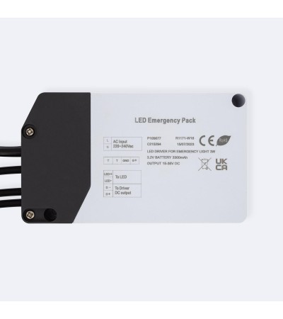 Driver avec Batterie pour Éclairage de Secours LED 15-50V DC 3W