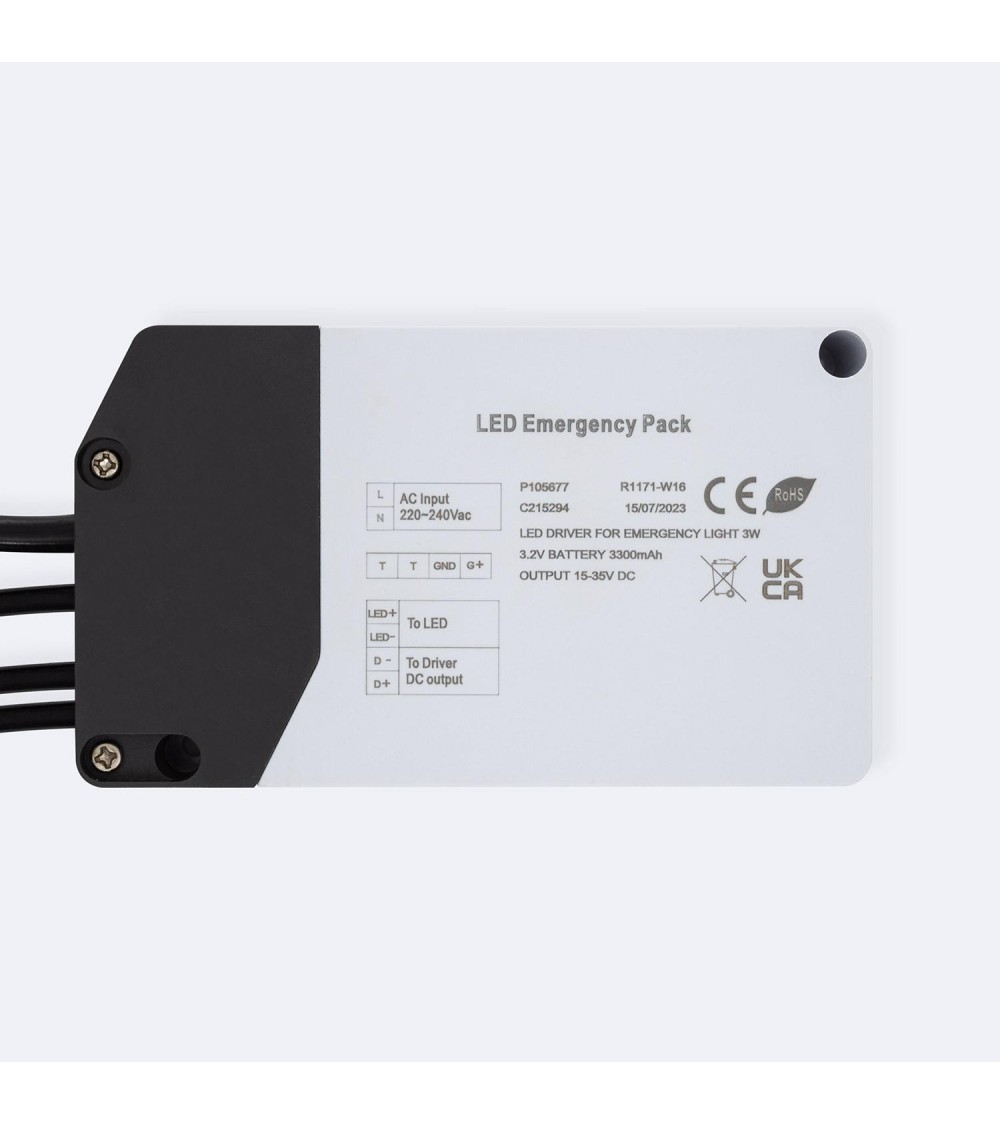 Driver avec Batterie pour Éclairage de Secours LED 15-50V DC 3W - 105677 - vue 1
