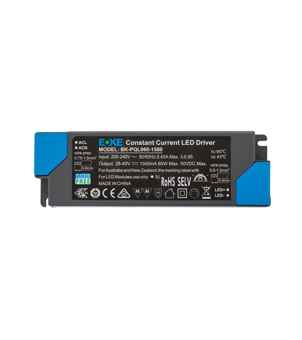 Driver BOKE 200-240V Sortie 28-42V DC 1500mA 60W No Flicker BK-PQL-060 - 82349 - vue 1