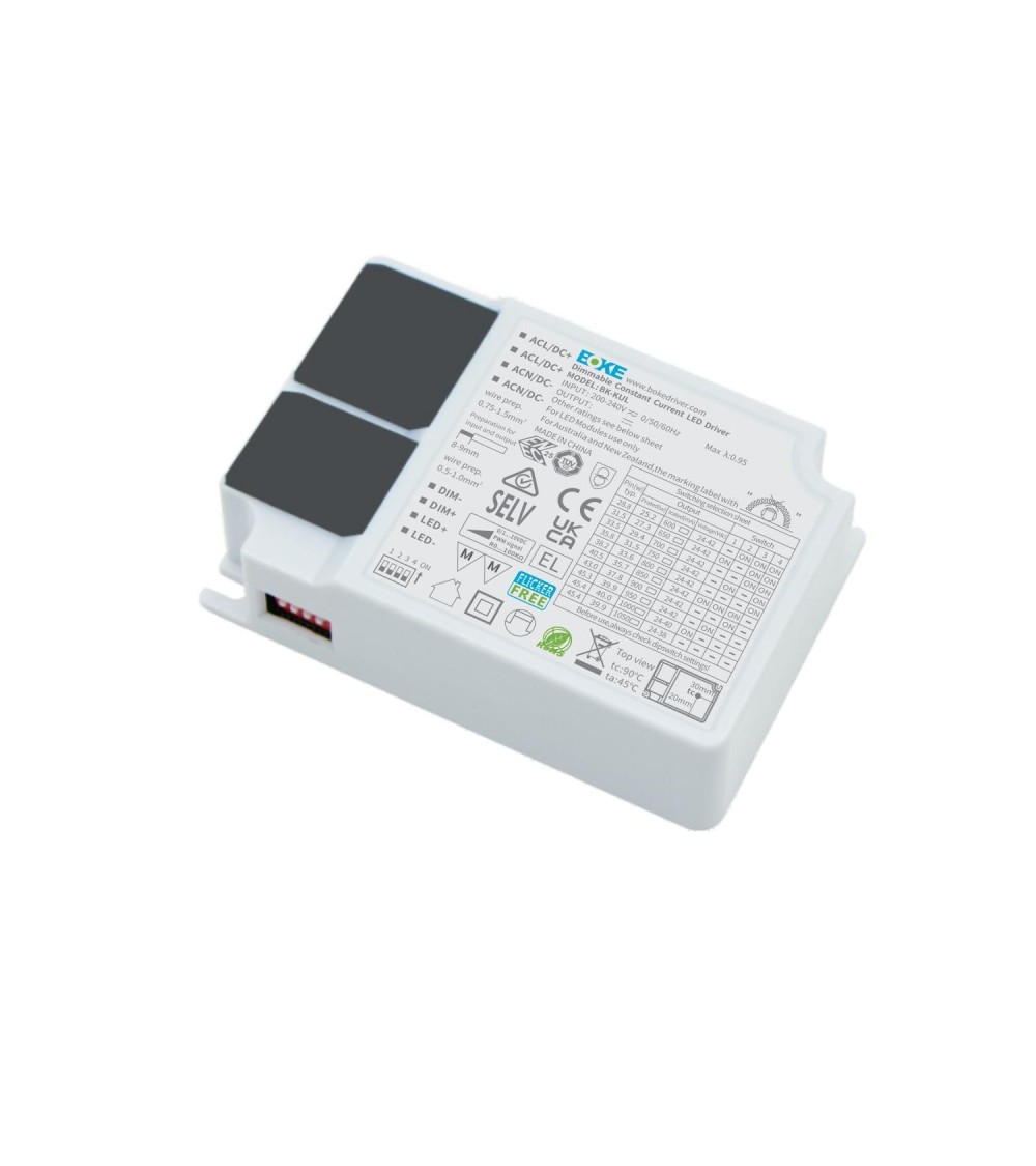 Driver BOKE Dimmable 1-10V 200-240V No Flicker Sortie 24-42V 1200-1650mA 50-63W BK-KUL060 - 910 - vue 1