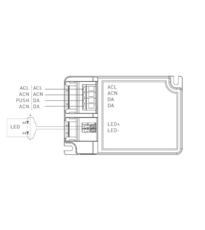 Driver BOKE Dimmable DALI/PUSH 200-240V No Flicker Sortie 6-38V 250-800mA 30W BK-DEL030 - 103586 - vue 3