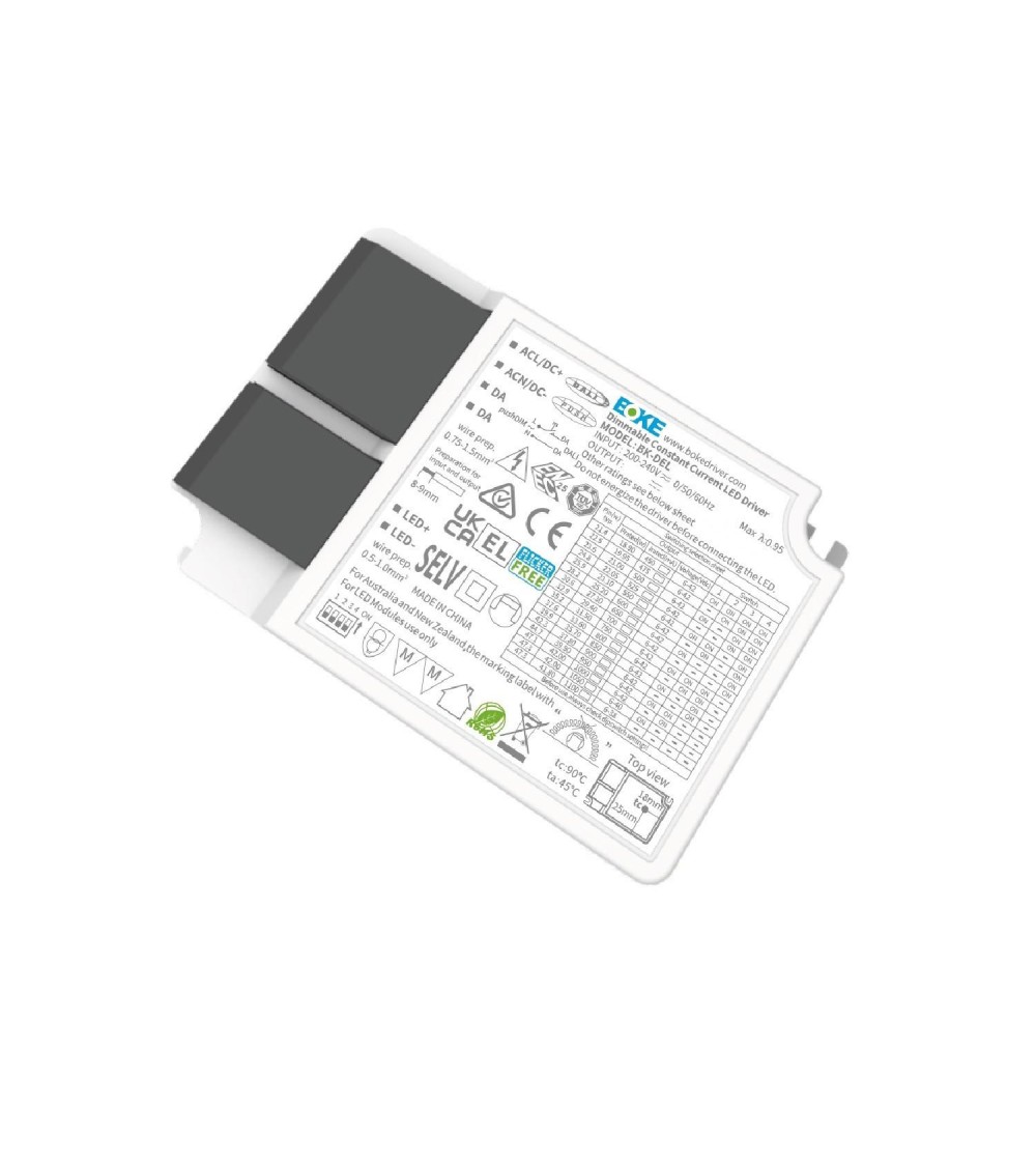 Driver BOKE Dimmable DALI/PUSH 200-240V No Flicker Sortie 6-42V 1000mA 40W BK-DEL042 - 110183 - vue 1