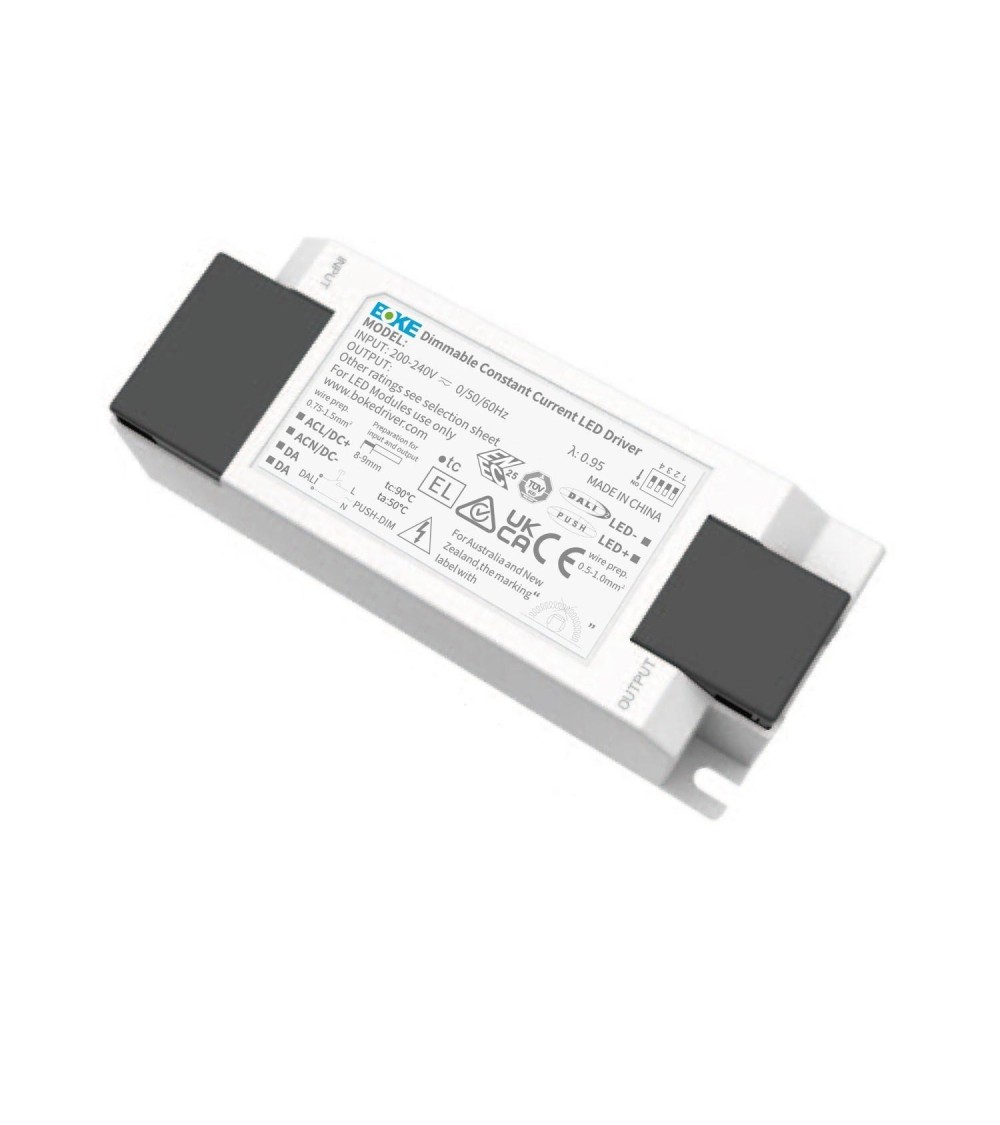 Driver BOKE Dimmable DALI/PUSH 200-240V No Flicker Sortie 6-42V 150-300mA 10.5W BK-DEL010 - 103563 - vue 1