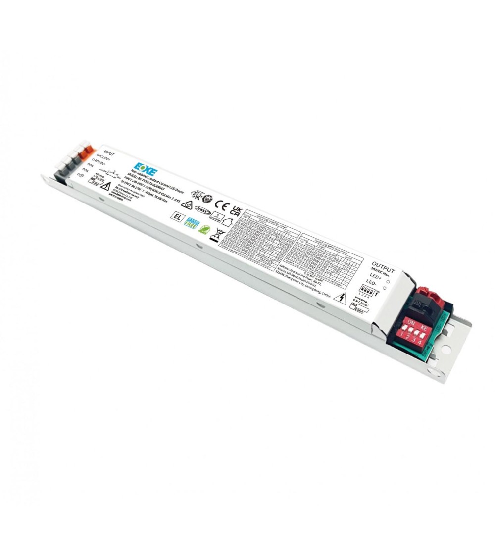 Driver BOKE Linéaire Dimmable DALI/PUSH 200-240V No Flicker Sortie 54-200V 100-450mA 76.5W BK-DEN075 - 103693 - vue 1