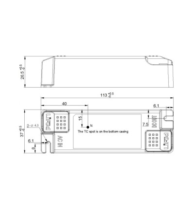 Driver LIFUD 220-240V No Flicker Sortie 33-40V 1000mA 40W LF-GIF040YA II 1000H - 77379 - vue 3