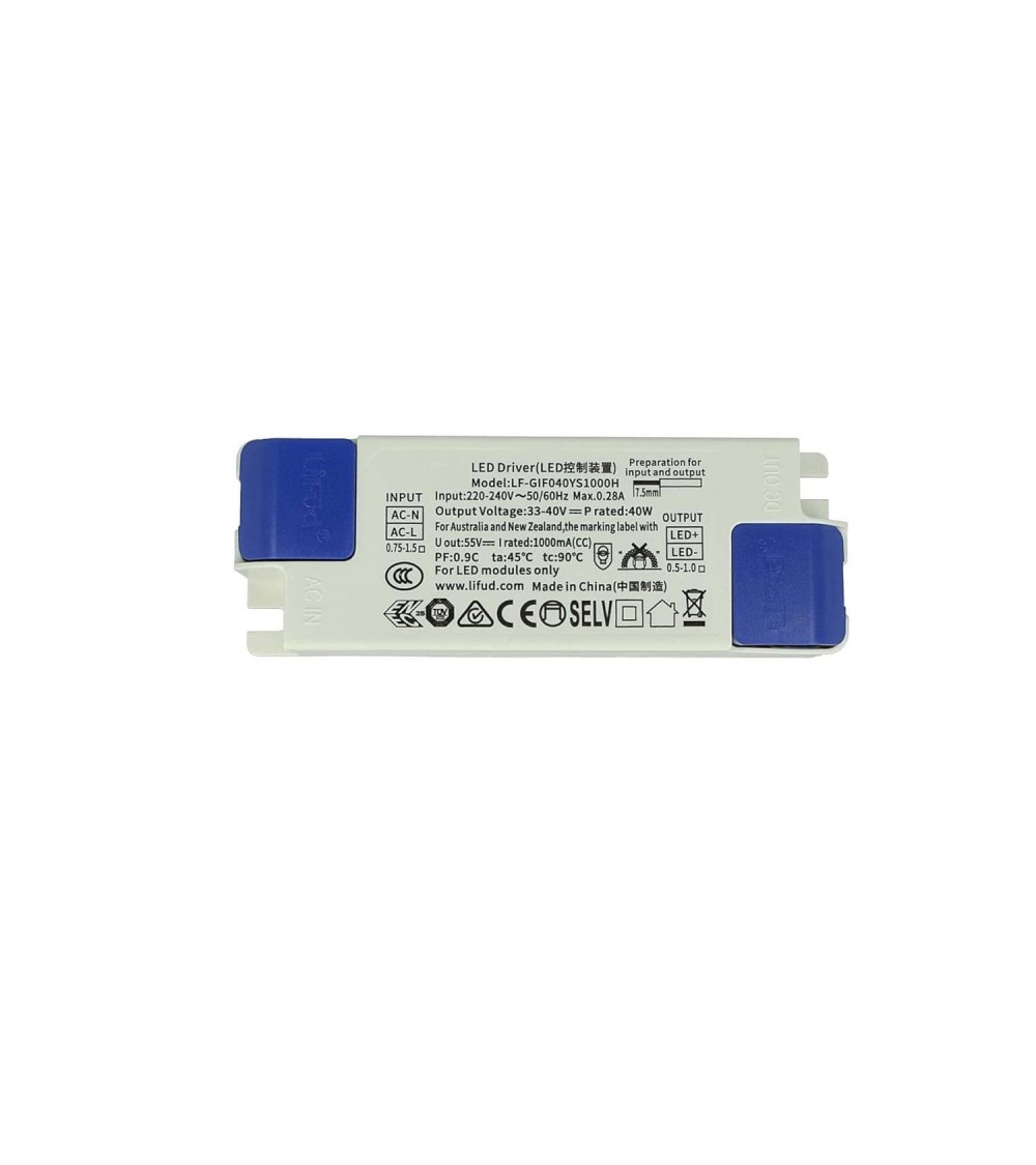 Driver LIFUD 220-240V No Flicker Sortie 33-40V 1000mA 40W LF-GIF040YS1000H avec boîtier de connexion rapide - 118949