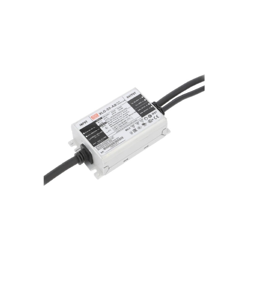 Driver MEAN WELL Dimmable 1-10V IP67 100-240V Sortie 22-54V DC 1000-2100mA 50W XLG-50-H-AB - 74697 - vue 1