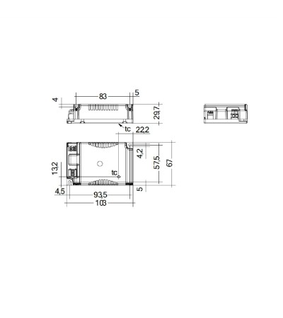 Driver TRIDONIC LC 1050mA fixC C SNC 198-264V Sortie 30-43V DC 31.5-45W 87500564 - 68321 - vue 2