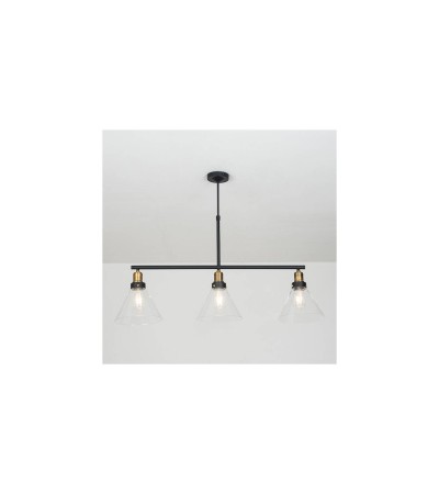 Edit Factory Glass 3 Light Bar Ceiling Pendant - Antique Brass - 101293 - vue 3