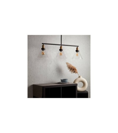 Edit Factory Glass 3 Light Bar Ceiling Pendant - Antique Brass - 101293 - vue 8
