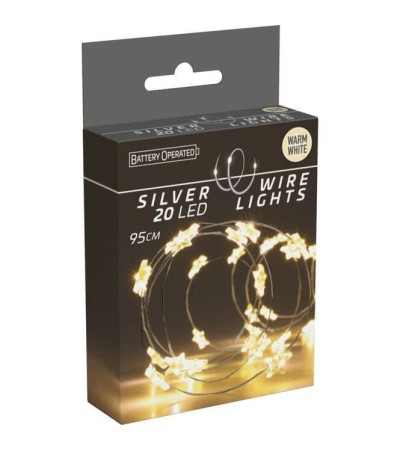 Guirlande en Fil de Fer d'Etoiles LED à  Piles 1m Blanc Chaud