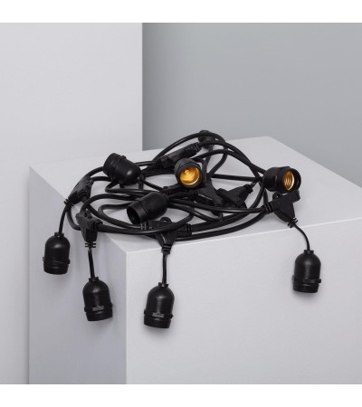 Guirlande Extérieure avec 8 Douilles E27 5.5m Noire IP65 - 6293 - vue 2