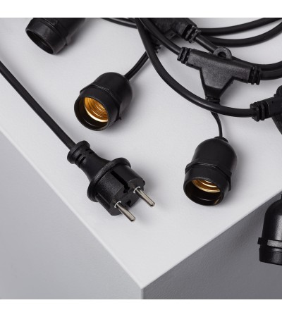 Guirlande Extérieure avec 8 Douilles E27 5.5m Noire IP65 - 6293 - vue 5