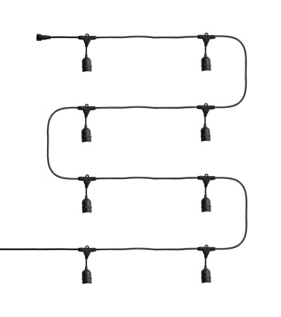 Guirlande Extérieure avec 8 Douilles E27 5.5m Noire IP65 - 6293 - vue 7