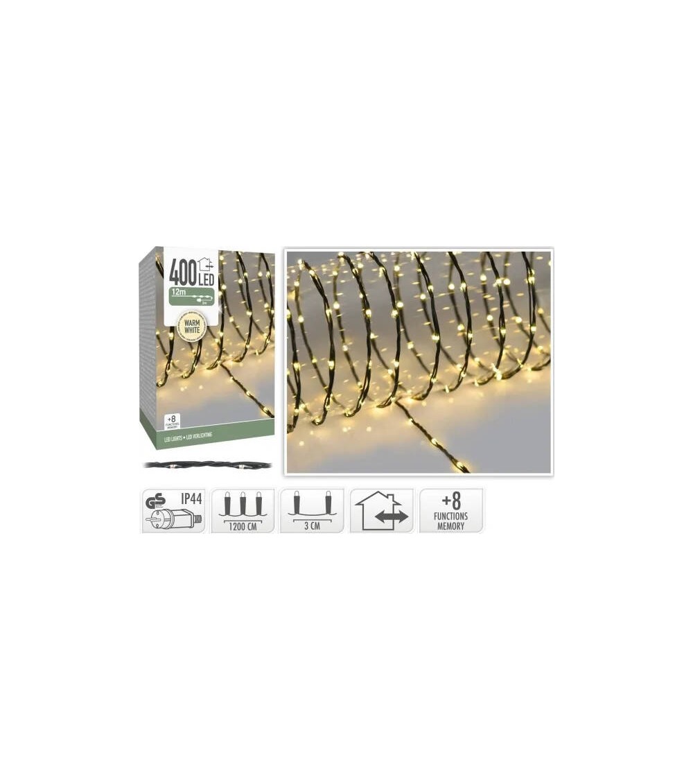 Guirlande LED Extérieure Cble Noir Blanc Chaud 12m Small - 112020
