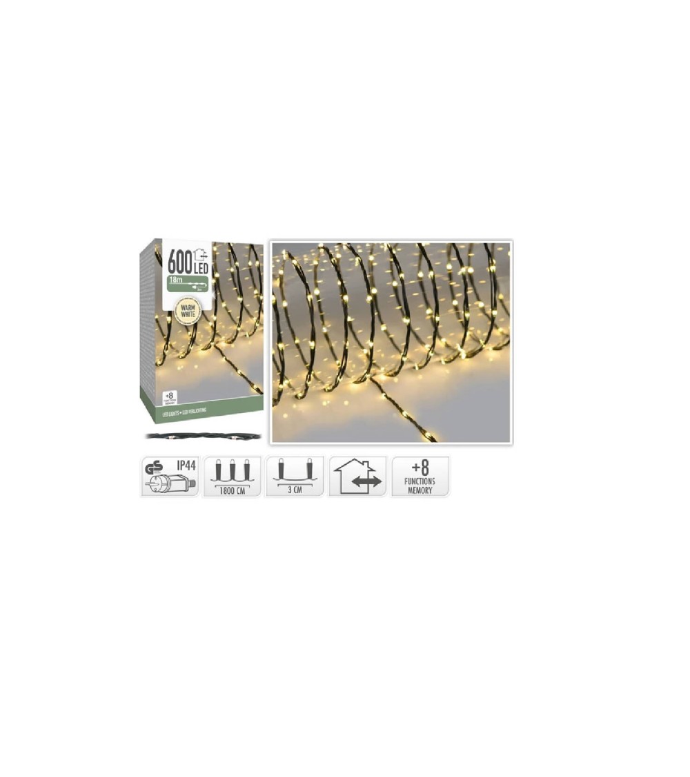 Guirlande LED Extérieure Cble Noir Blanc Chaud 18m Small - 109582