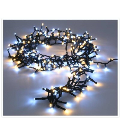 Guirlande LED Extérieure Cble Noir Blanc Chaud/Froid Racimo 16m - 109534