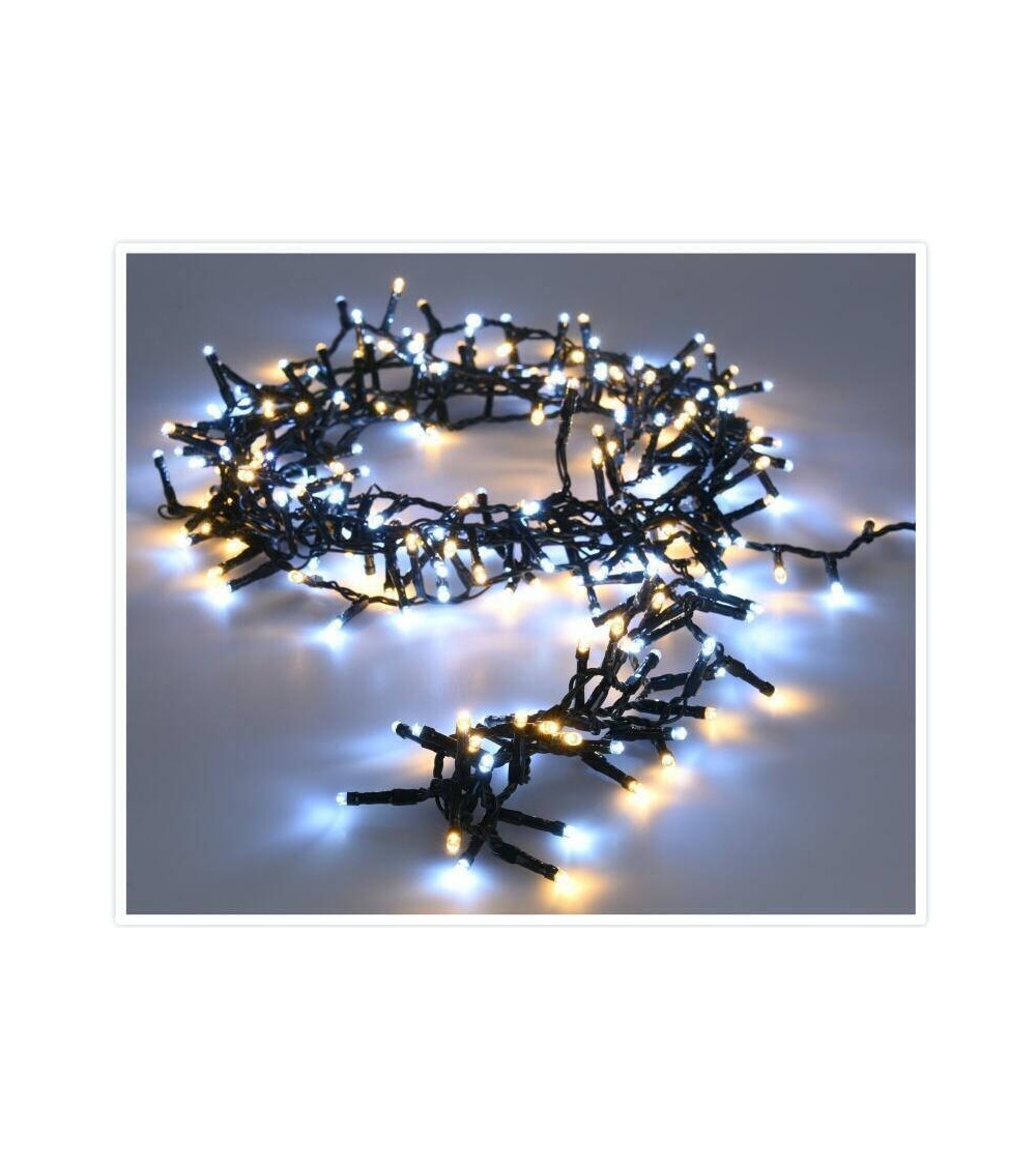 Guirlande LED Extérieure Cble Noir Blanc Chaud/Froid Racimo 16m - 109534