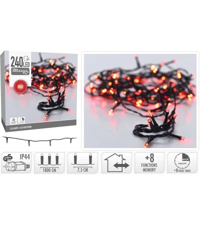 Guirlande LED Extérieure Cble Noir Rouge 18m - 109456