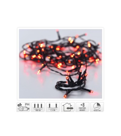 Guirlande LED Extérieure Cble Noir Rouge 9m - 109445 - vue 2