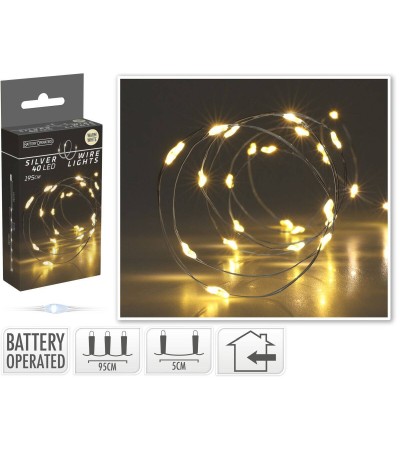 Guirlande LED Fil de Fer à  Piles Blanc Chaud 2m