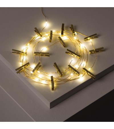 Guirlande LED Fil de Fer avec Pince à Linge Dorée 3.5m - 6367 - vue 2