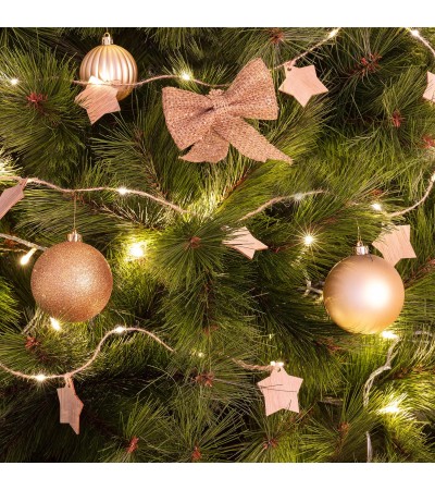 Guirlande Lumineuse LED Étoiles Bois avec Piles 2.2m
