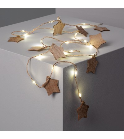Guirlande Lumineuse LED Étoiles Bois avec Piles 2.2m - 70918 - vue 4