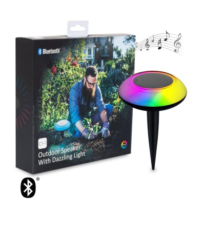 Haut-parleur Bluetooth avec Piquet pour Extérieur et LED RGBW IP44 pour Smartphone