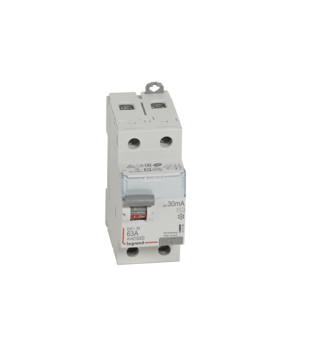 Interrupteur Différentiel DX³ Industriel 2P-30mA 10kA Class AC 63A LEGRAND 411506 - 79834 - vue 1