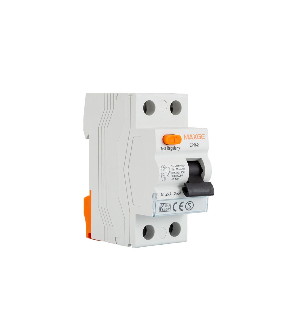 Interrupteur Différentiel Industriel 2P-30mA 25-40A Class AC-10kA MAXGE - 1078 - vue 1