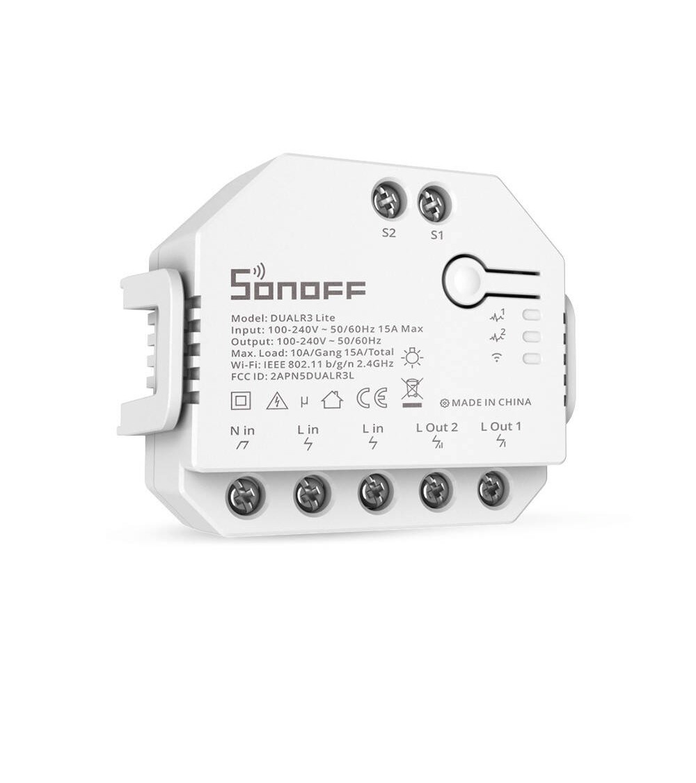 Interrupteur WiFi Compatible avec Double Interrupteur Conventionnel SONOFF Dual R3 Lite 15A - 92278 - vue 1