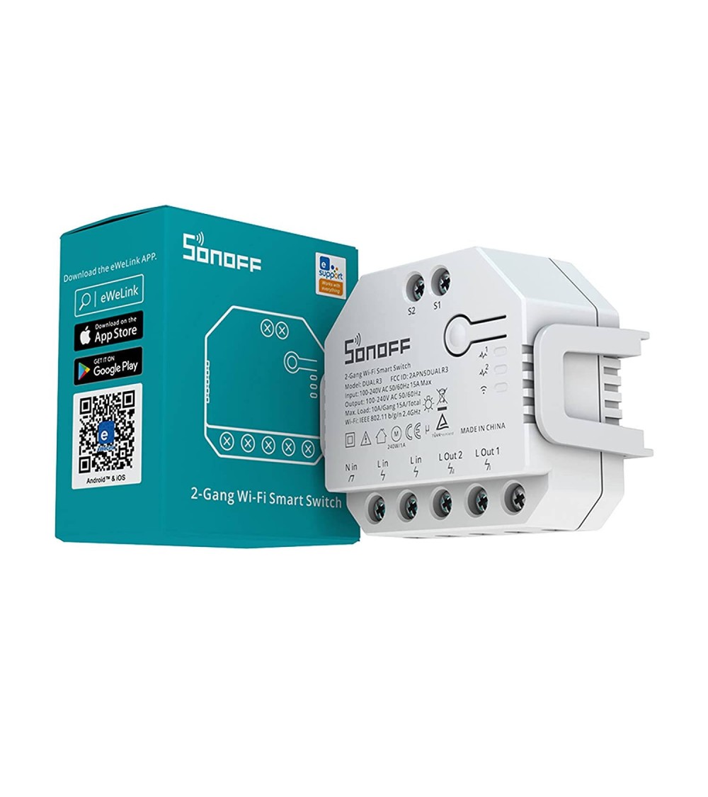 Interrupteur WiFi Compteur d'Énergie Compatible avec Interrupteur Conventionnel SONOFF Dual R3 Lite 15A - 92270 - vue 1