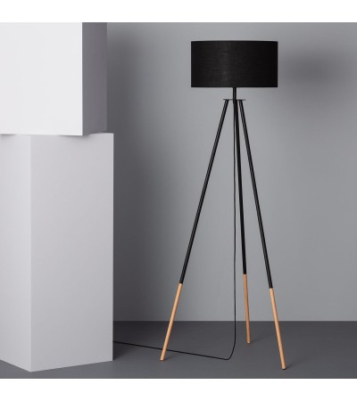 Lampadaire Bois et Textile Kathathu
