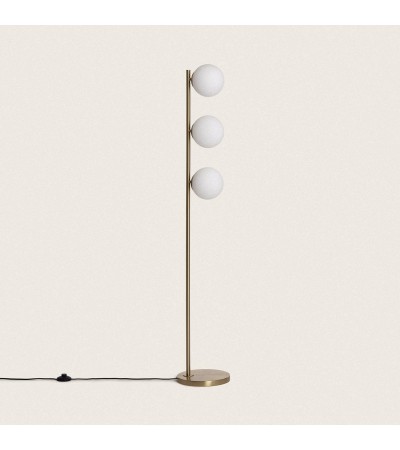 Lampadaire Métal et Verre Moonlight Brass 3 Spots