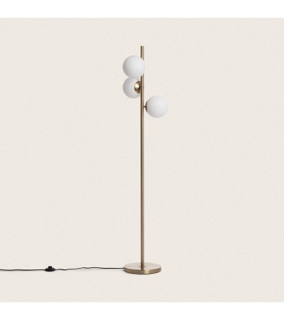 Lampadaire Métal et Verre Moonlight Brass Round 3 Spots